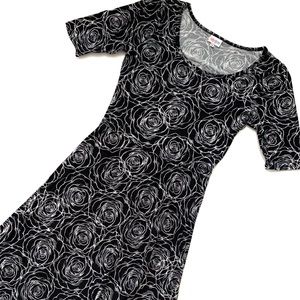 LuLaRoe Black and White Rose Ana Dress